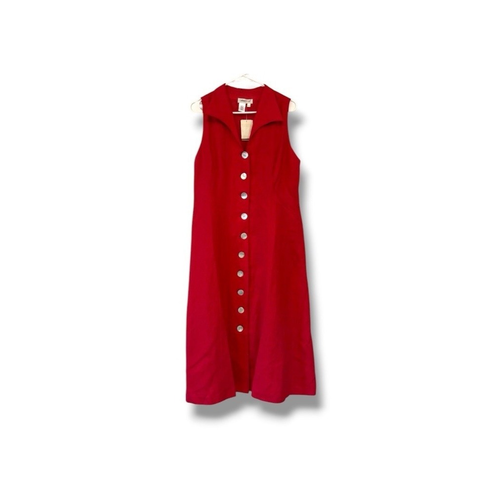 Coldwater Creek Red Linen Blend Sleeveless Dress Women's Size 16P Summer NWT